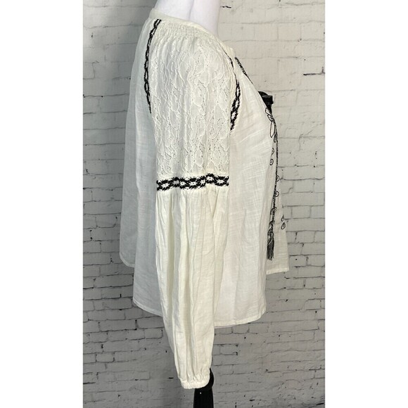 Anthropologie Calligraphie XS White Boho Lace Crochet Cotton Blouse Cottage - Picture 8 of 12